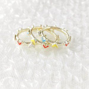 KENDRA SCOTT Haven Heart Gold Ring Set Of 3 Size 7 NEW AUTHENTIC